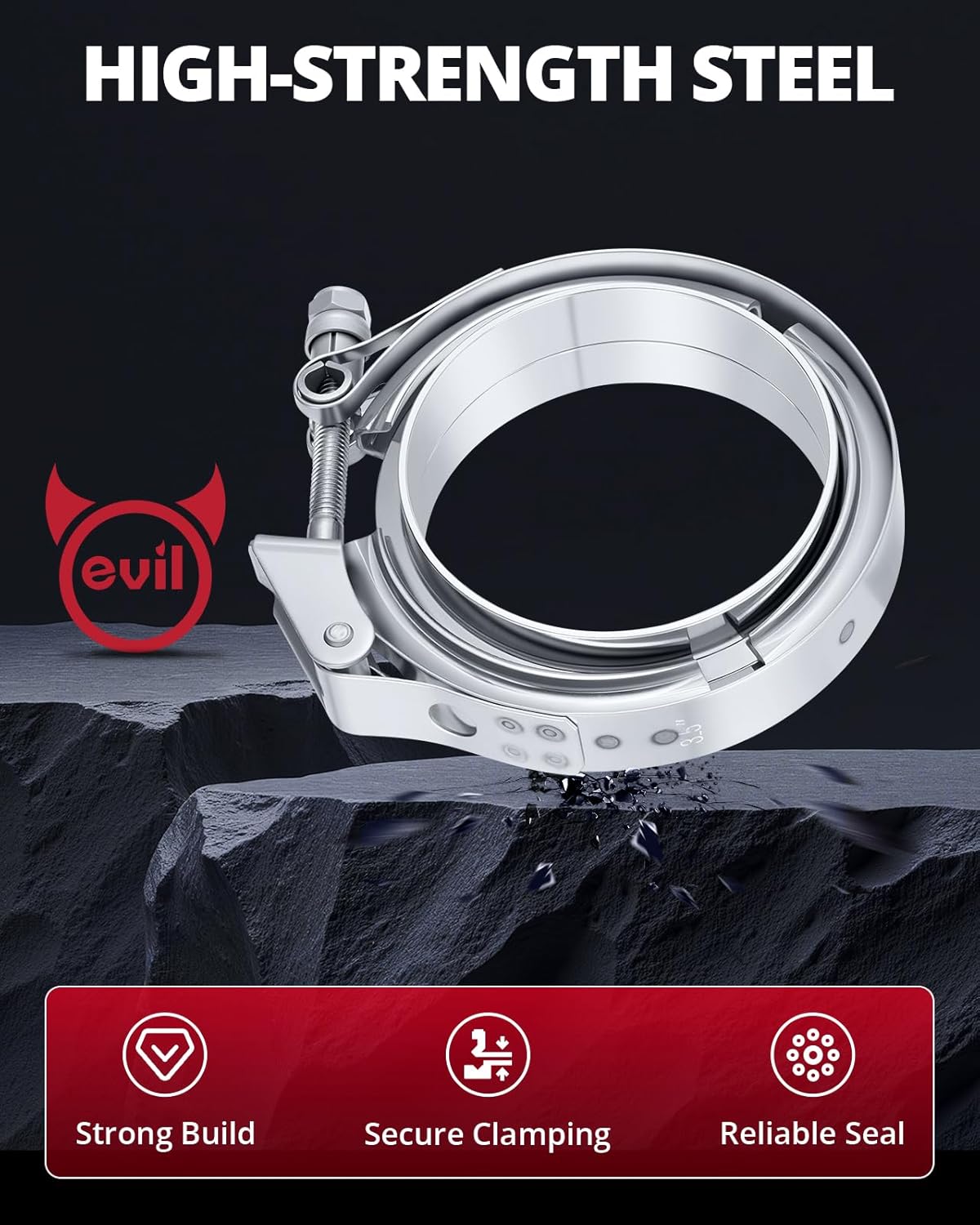 EVIL ENERGY 3.5 Inch V Band Clamp Quick Release Stainless Steel with Flange Male Female Mild Steel 4PCS