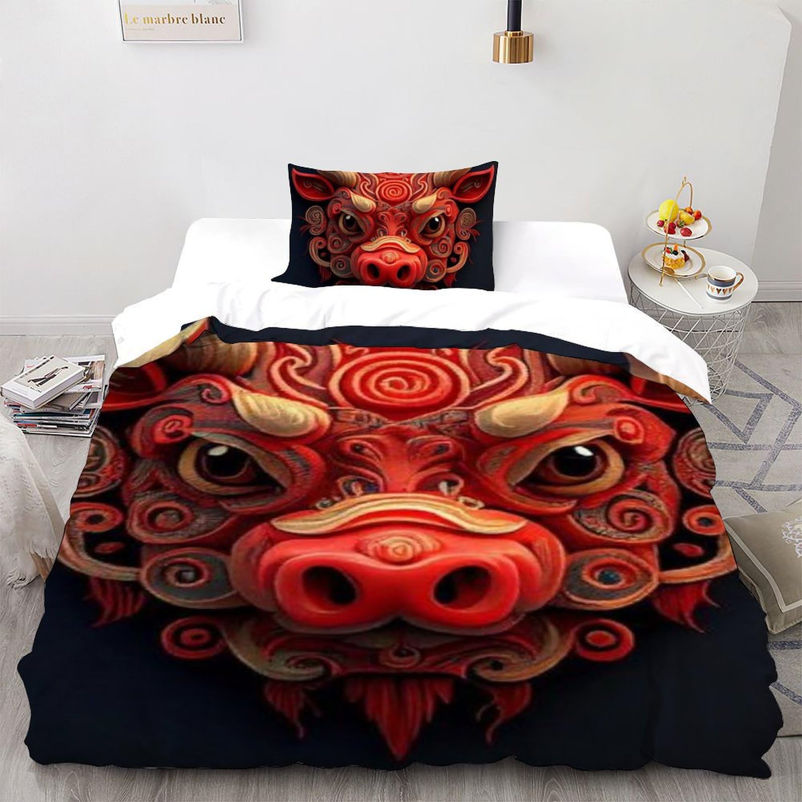 Housse de couette 135x200 enfants sanglier imprimé 3D land animauxs microfibre