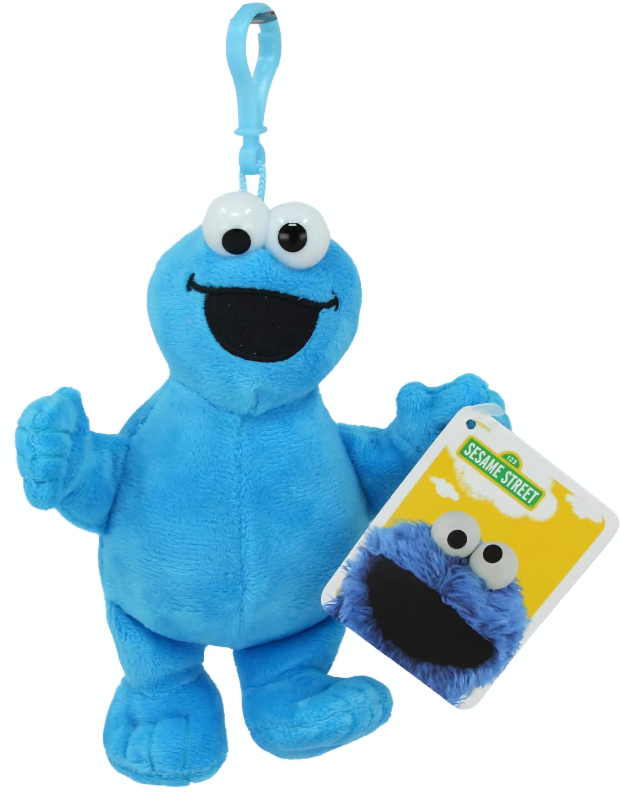 GIMSS Sesame Street Plush Key Pendant Cuddly Toy Sesame Street Plush Bag Clip to Choose From 8 Characters 17-20 cm (Cookie Monster)