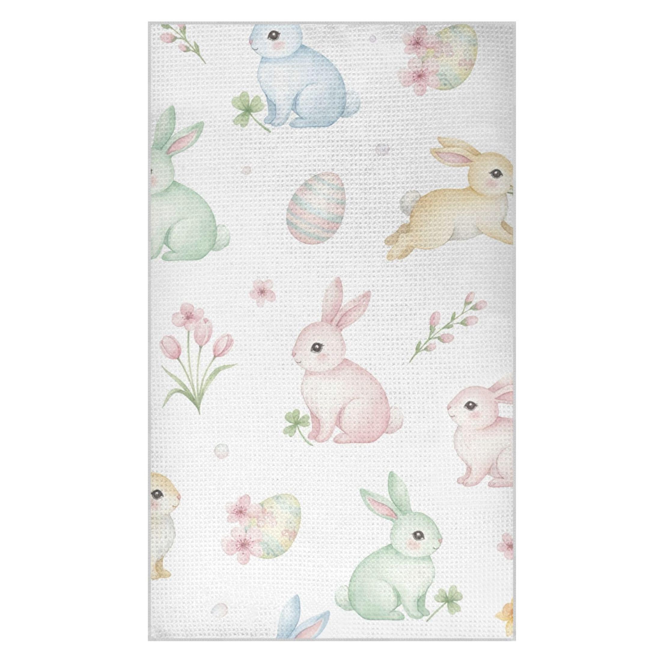 Kutsu Bunny Waffle Weave Kitchen Towels Absorbent Quick Drying Dish Towels for Kitchen, Decorative Tea Towel, 18x30 in