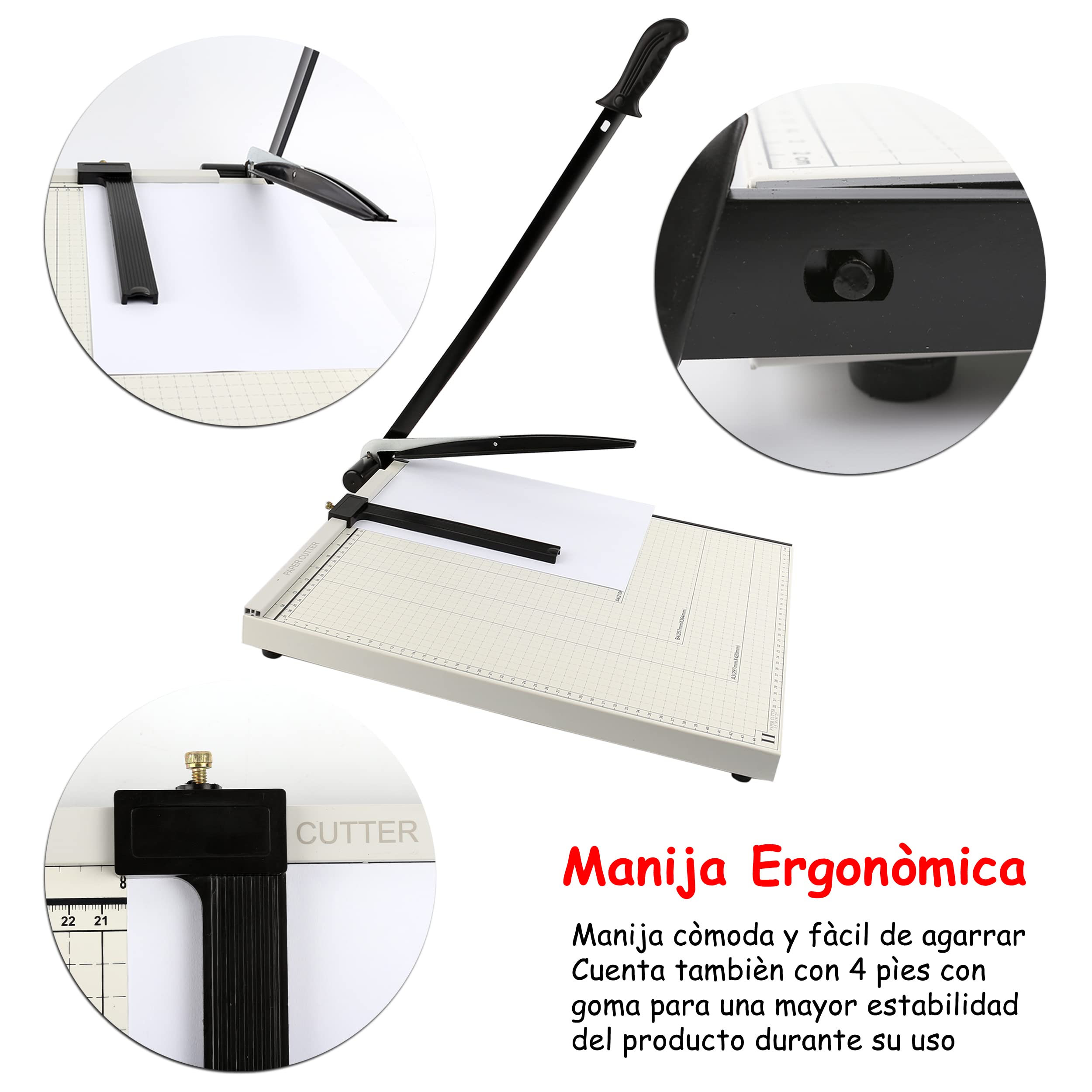 Guillotina de Papel A3 Base de Metal Cortador de Papel 12 hojas de Capacidad Profesional para Papelería Fotográfica Oficina