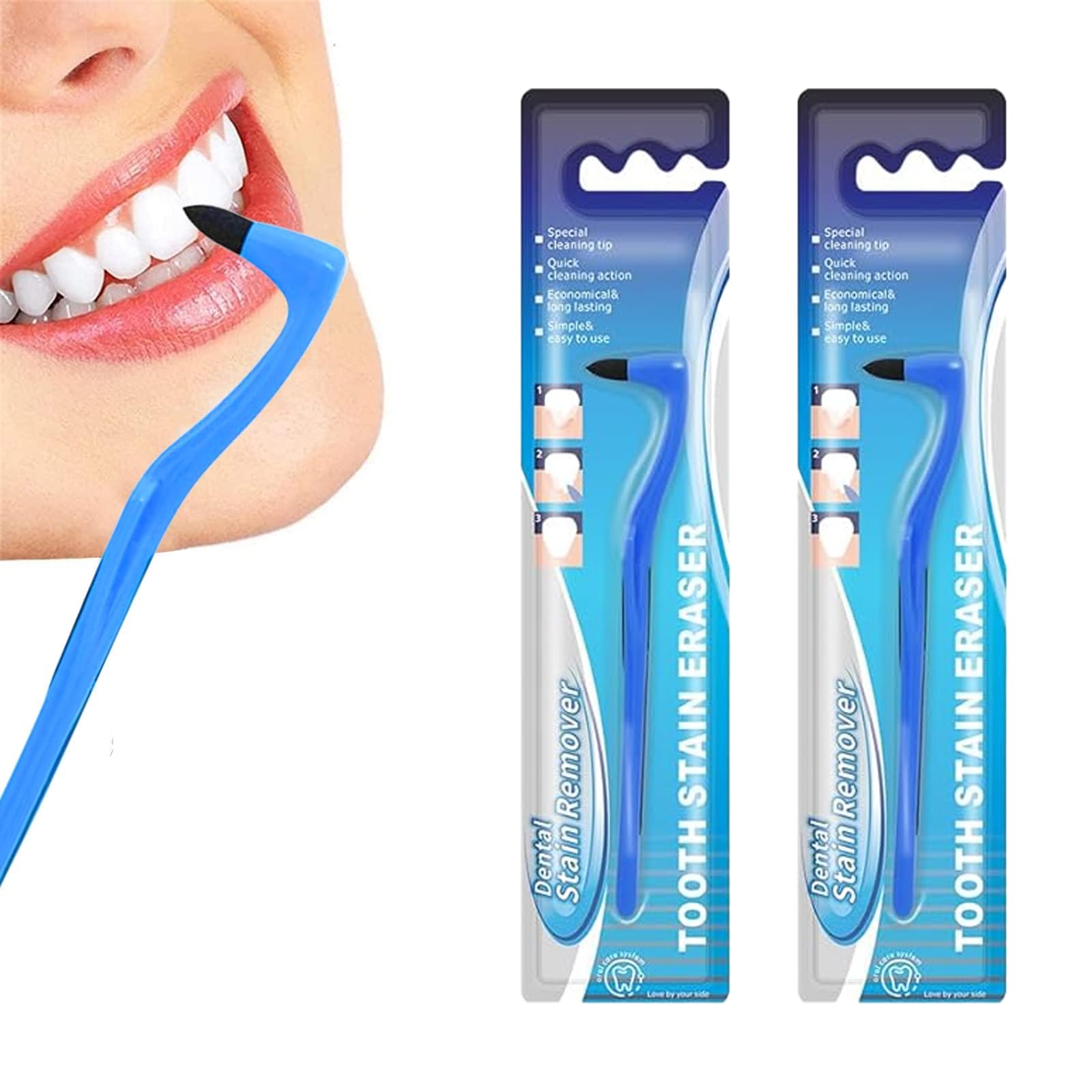 2 Teeth Cleaning Tools, Interdental Brush for Teeth, Tooth Cleaning Kit for Braces and Dental Care, Tooth Stain Cleaning Brush, Blue
