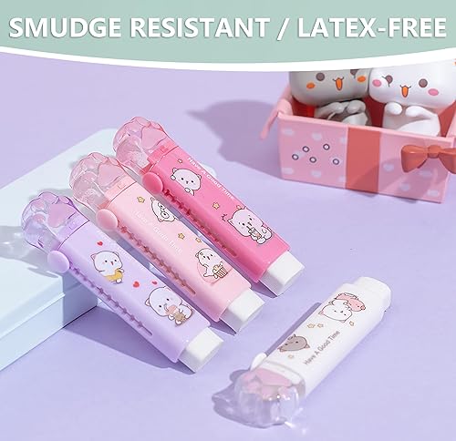 Miniatura 4 de Borrador de lápiz retráctil, lindos borradores, borrador de gelatina degradado, adecuado para suministros de oficina en casa y escuela, 4 unidades