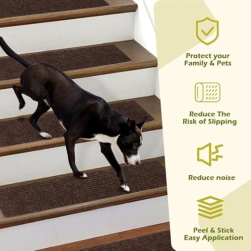 Miniatura 47 de Alfombra antideslizante para peldaños de 30 x 30 pulgadas, alfombra de aterrizaje a juego, antideslizante, resistente al deslizamiento, color negro