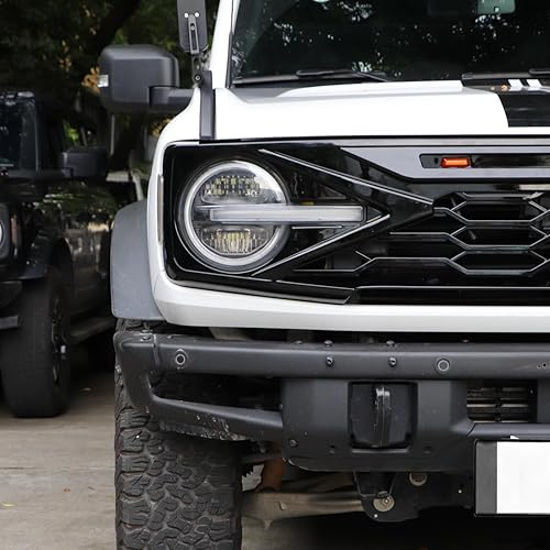 Miniatura 3 de Kits de repuesto para parrilla delantera negra brillante con luces LED compatibles con Ford Bronco 2021 2022 2023 2 2 puertas 4 puertas parrilla de