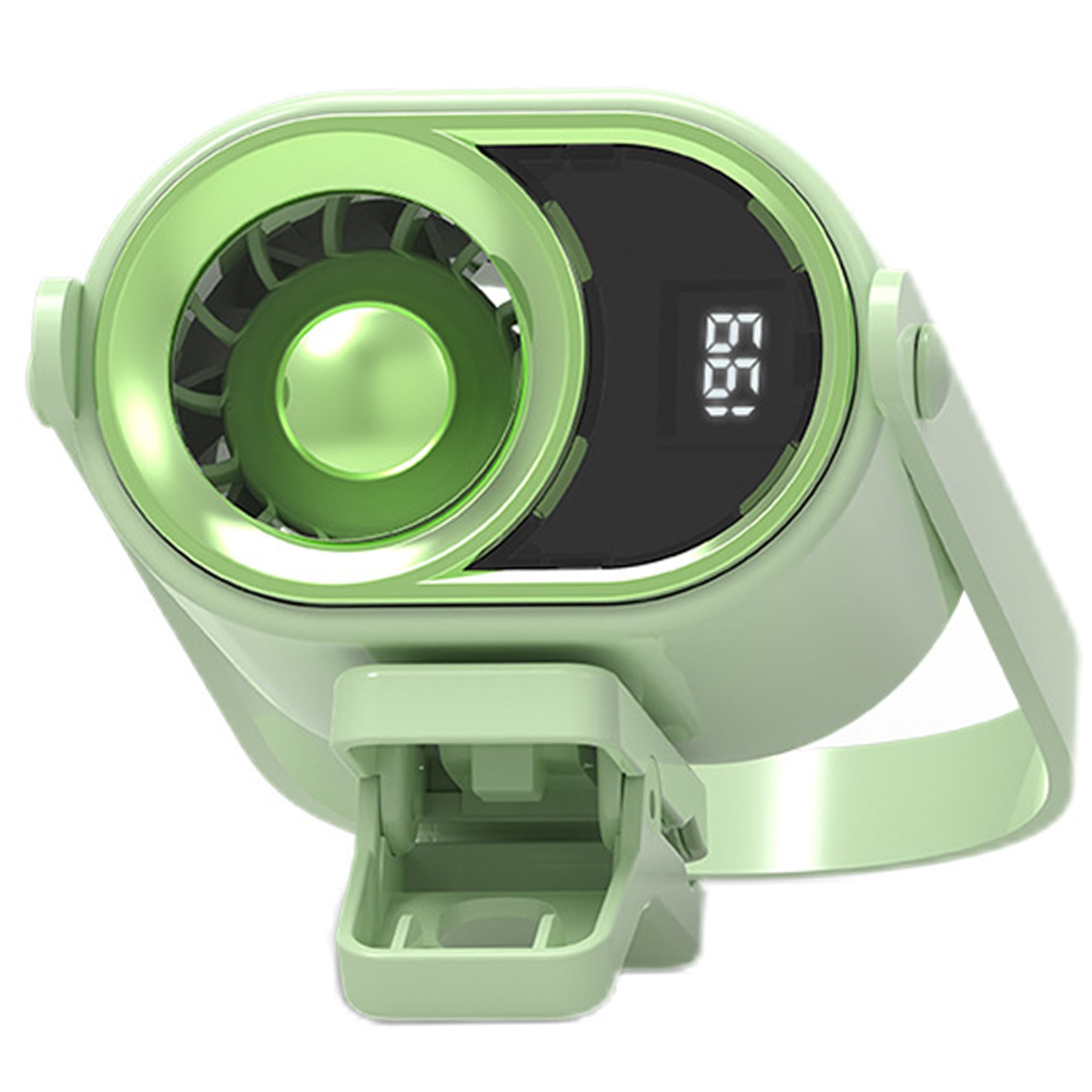 Miniventilador portátil con clip verde, flujo turbo y 199 velocidades de aire acondicionado