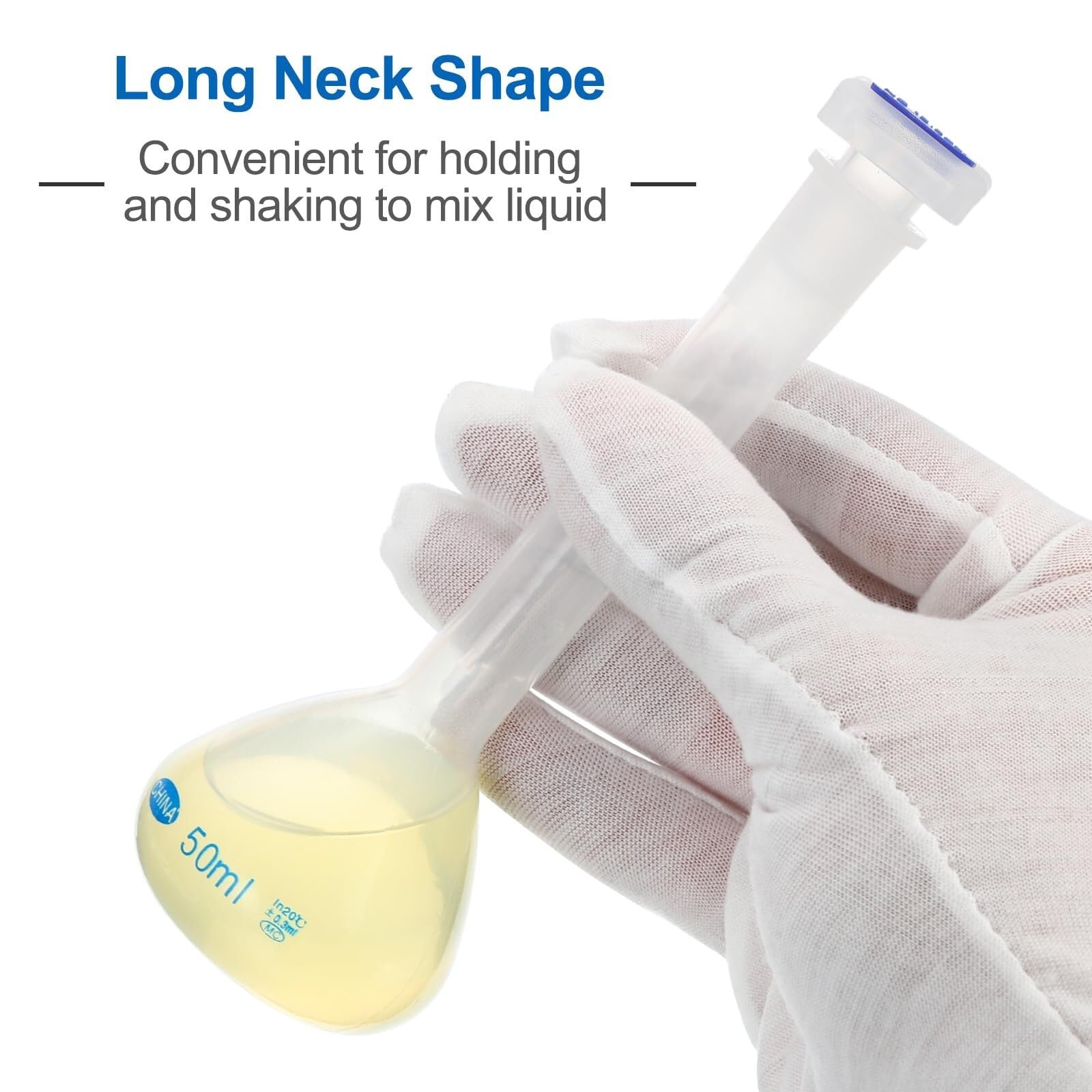 Matraz Aforado Polipropileno 250ml - Matraz de Medida Laboratorio Irrompible con Tapón y Graduación Azul(2,50ml)