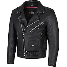 ICONIC Motorcycle Jacket for Men, Premium Buffalo Leather, Insulated Liner, Classic Side Laces, Cruiser Biker Black XXL
