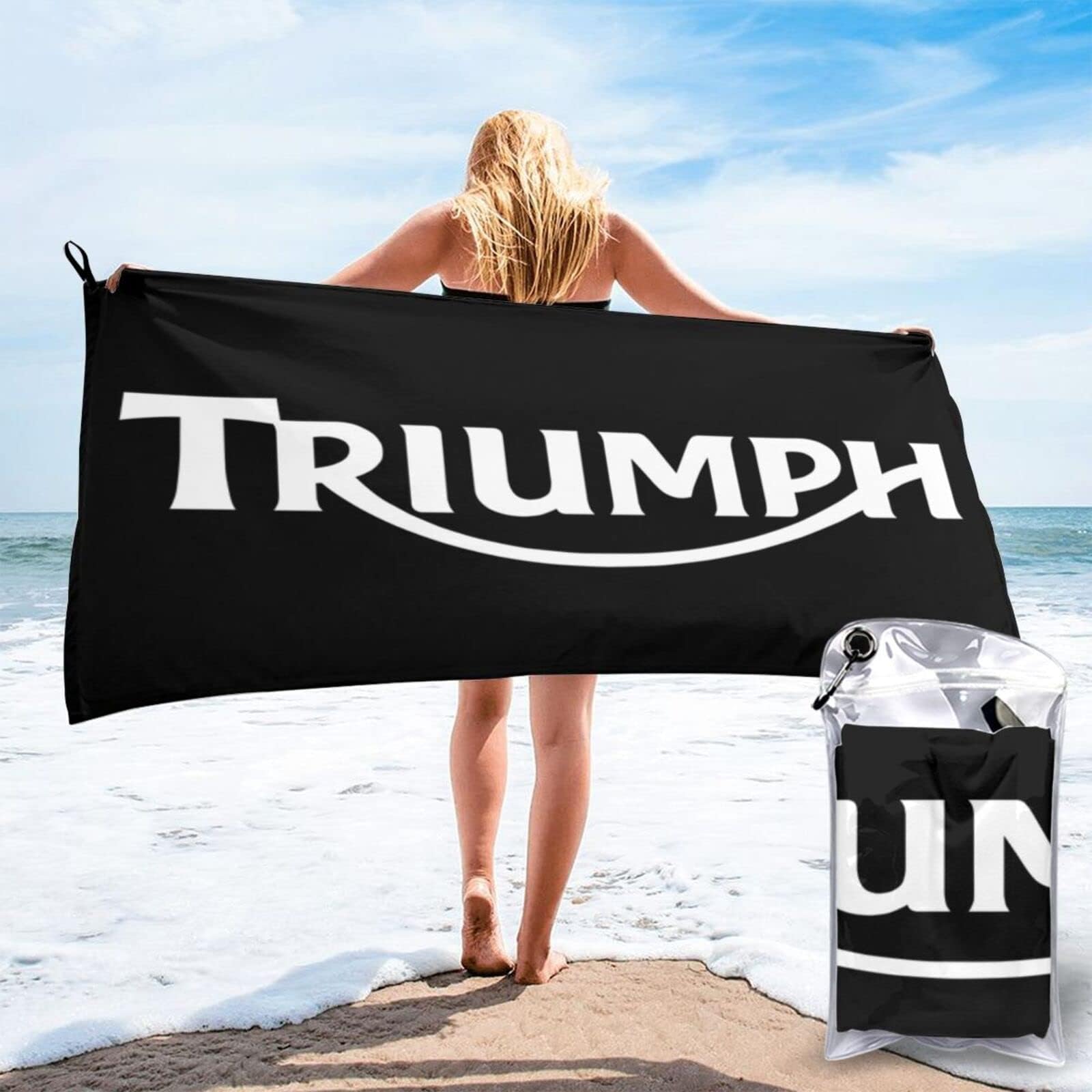 Trium-ph Quick Fast Dry Beach with Pouch Towel Microfiber Beach Towel for Travel, Swimming, Camping, Holiday Super Absorbent & Sand Free Towel for Kids Teens Adults