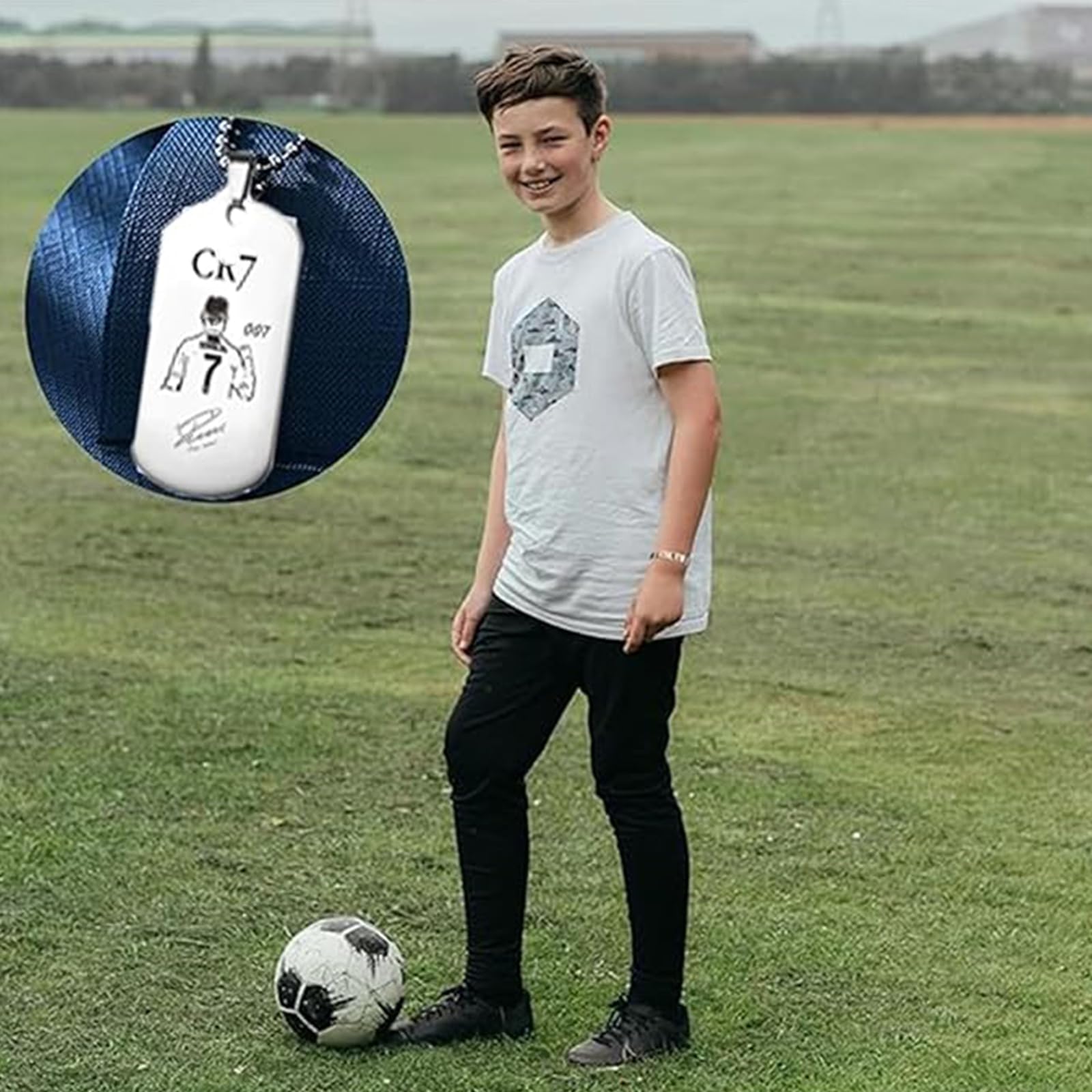 Cadena y Pulsera de Fútbol para Niños - Número 7 - Collar Deportivo