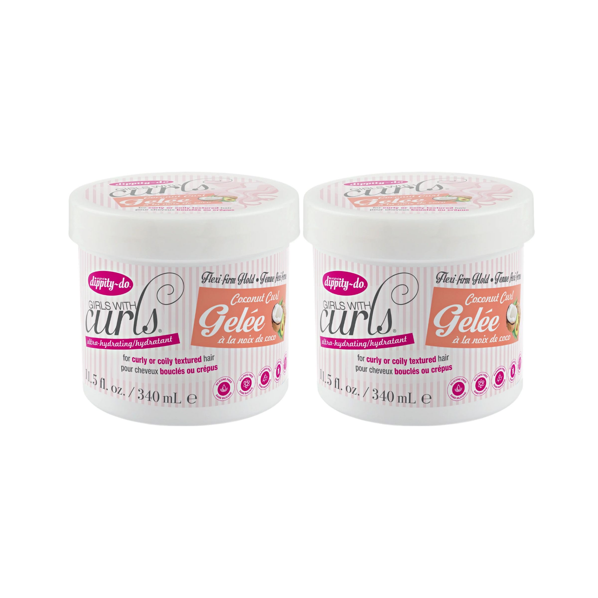 Dippity-Do Girls With Curls Flexi-Firm Hold Coconut Curl Gelee Duo, 2 Pack