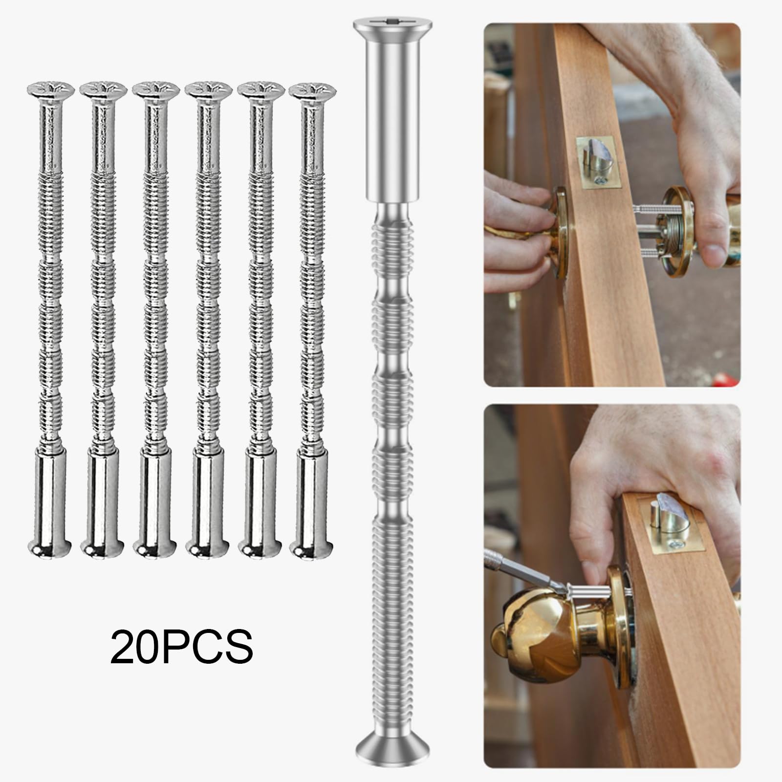 20pcs M4 Door Handle Bolt Through Fixings,Universal M4 Screw Connecting Bolts & Sleeves,M4Door Handle Screws for DoorHandle Roses Knobs Doors Lock and Escutcheons,Cabinet Drawers(Nickel Color) - Image 4