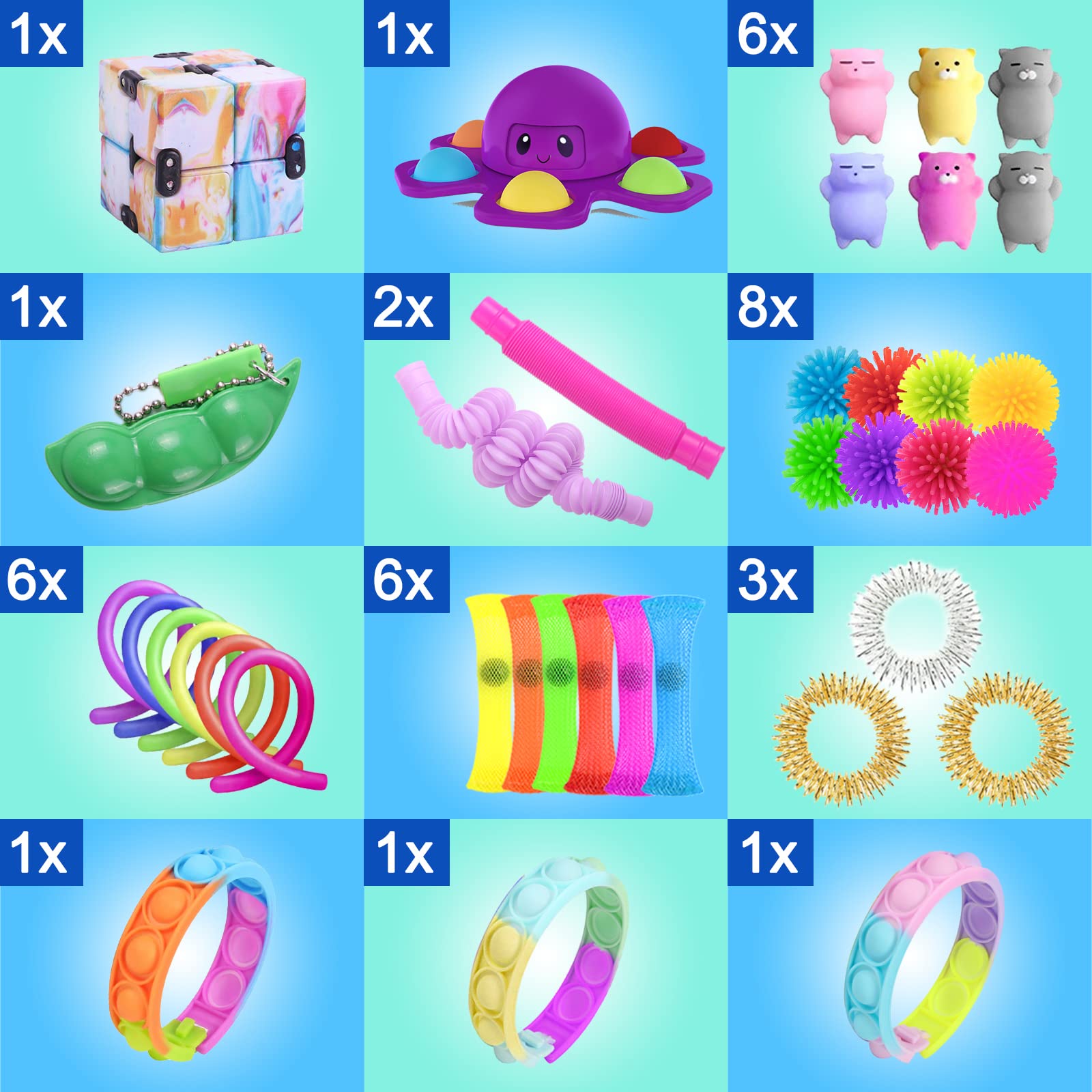 50Pcs Fidget Toys, Fidget Packs Fidget Toy Set, Ice Cream Hamburg