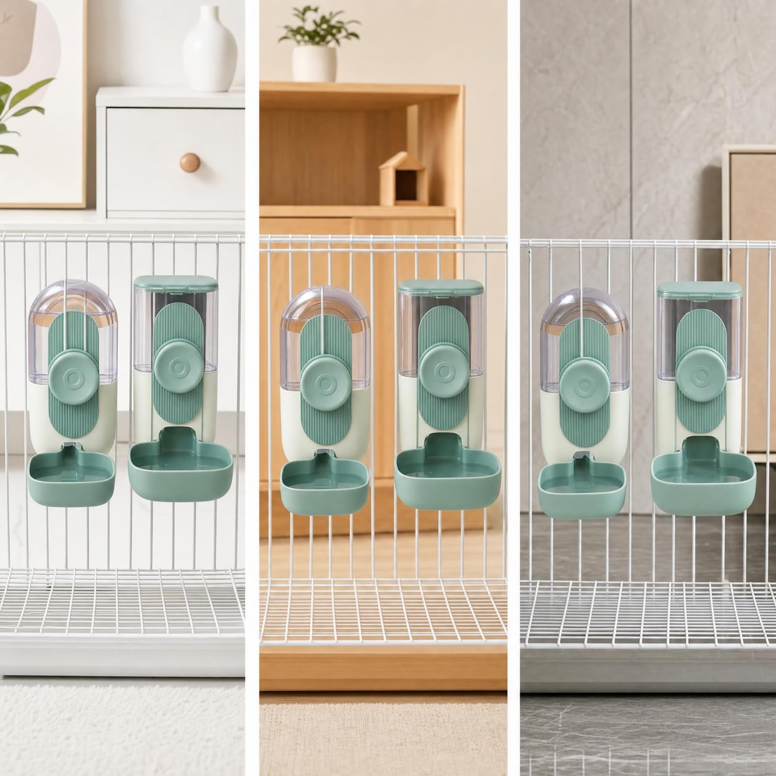 Colcolo Distributore d'Acqua Mangiatoia E Abbeveratoio per Pet a Flusso Continuo per Crocchette Serbatoio Trasparente in Plastica Resistente Fissaggio Adatto per Cani Gatti Conigli