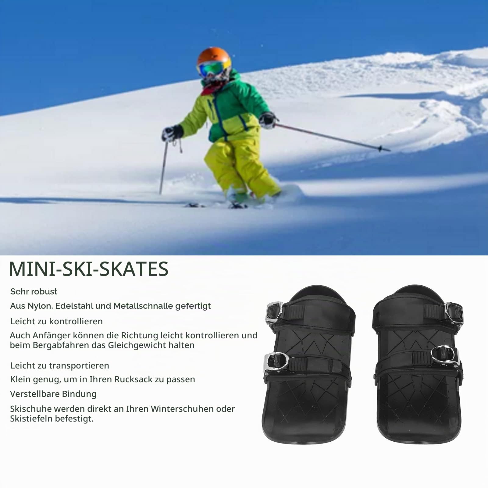 Mini Short Ski Skates, Ski für Winterschuhe, Short Snowskates, Snowblades, Skiboards, Verstellbare Winterskischuhe, Snowboards für Outdoor-Skifahren, Wintersport