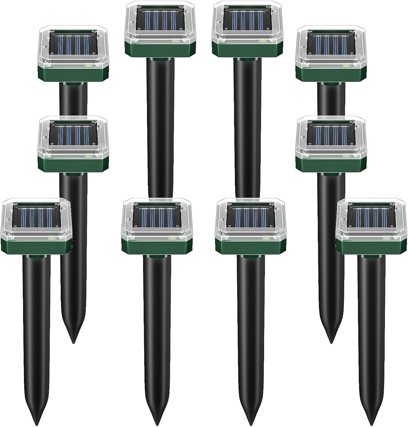 Mole Repellent Solar Powered-10Packs, Snake Repellent Outdoor Ultrasonic Gopher Repellent for Lawn Garden, Waterproof Vole Repellent Get Rid of Moles Groundhog Chipmunk Repellent Square