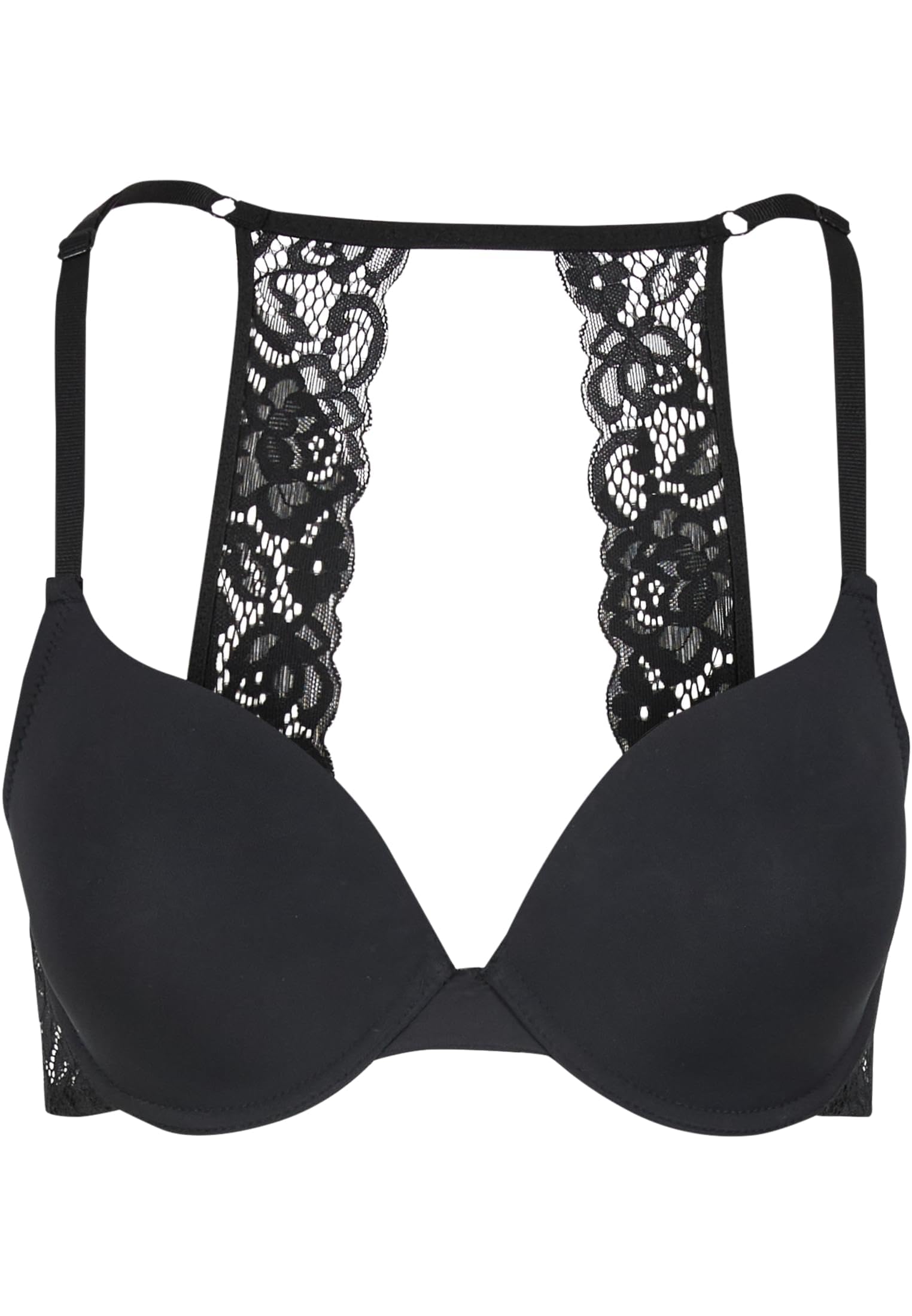 Urban Classics Damen Noir Gepolsterter Bh Mit Spitze Am Rücken
