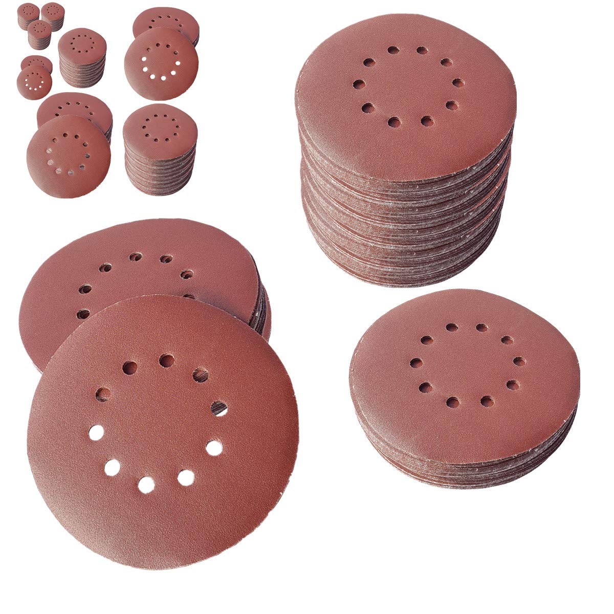 100 discos abrasivos de KLETT Ø 225 mm con 10 agujeros, grano P100, lijadora excéntrica