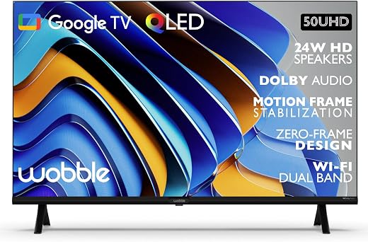 Wobble 127 cm (50 inches) QD Series 4K Ultra HD Smart QLED Google TV WB50GTAW9602QD (Black)