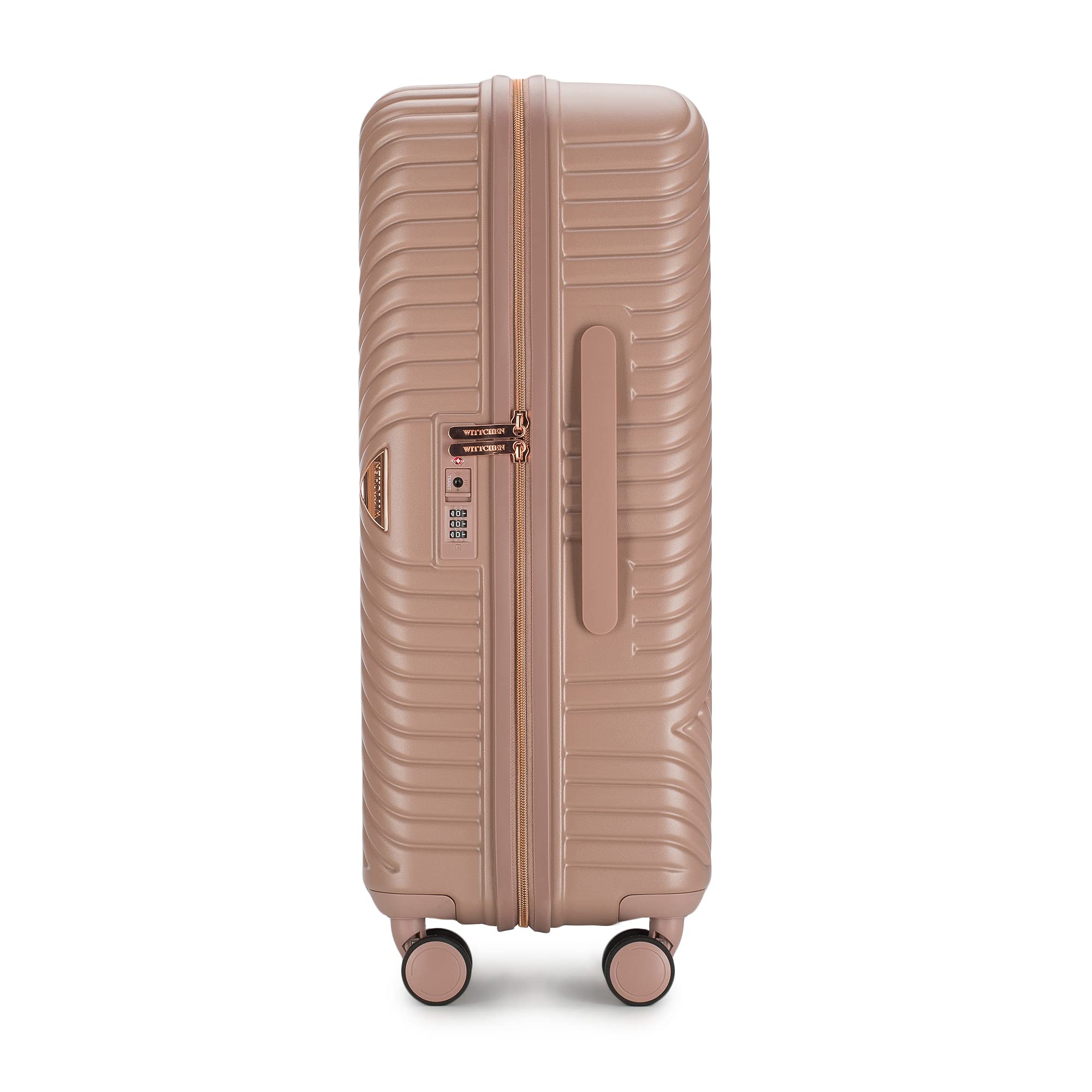 WITTCHEN Valigia Media Trolley Valigia Rigida in policarbonato Valigia Bagaglio Valigie con 4 ruote doppie girevoli Serratura a combinazione TSA Manico telescopico GL Style Rosa cipria