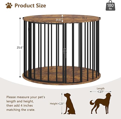 Miniatura 2 de Mueble de jaula para perros de 32 pulgadas para perros grandes y medianos, perrera de madera para interiores, mesa auxiliar decorativa para casa de