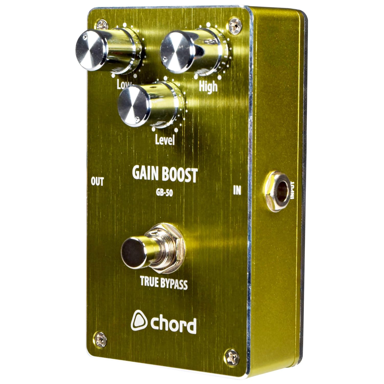Chord Pedal de efectos de guitarra | GB-50 Gain Boost Pedal: eleva el tono de tu guitarra con ecualizador de 2 bandas para distorsión del amplificador y refuerzo solo, carcasa de aluminio fuerte