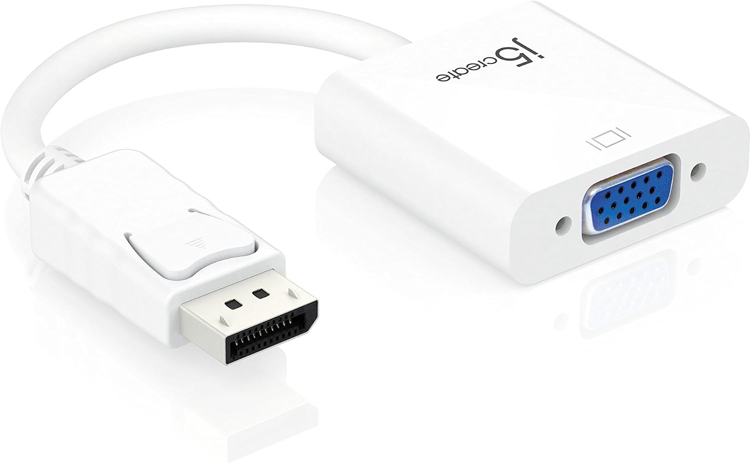 j5 create JDA114 DisplayPort to VGA Adapter - 3.54" DisplayPort/VGA Video Cable for Video Device, Projector, HDTV, iMac, MacBook, Monitor, Notebook - First End: 1 x DisplayPort 1.1a Digital