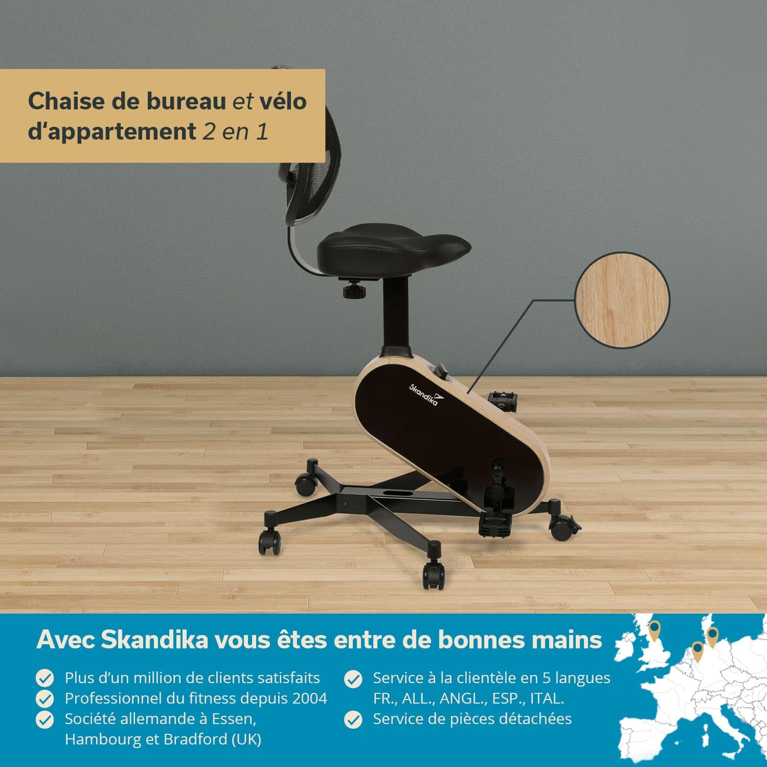 Skandika Mini-vélo Liten | Entraîneur bras jambes, mini vélo d'appartement | Console LCD, 8 niveaux, frein magnétique | max. 110 kg