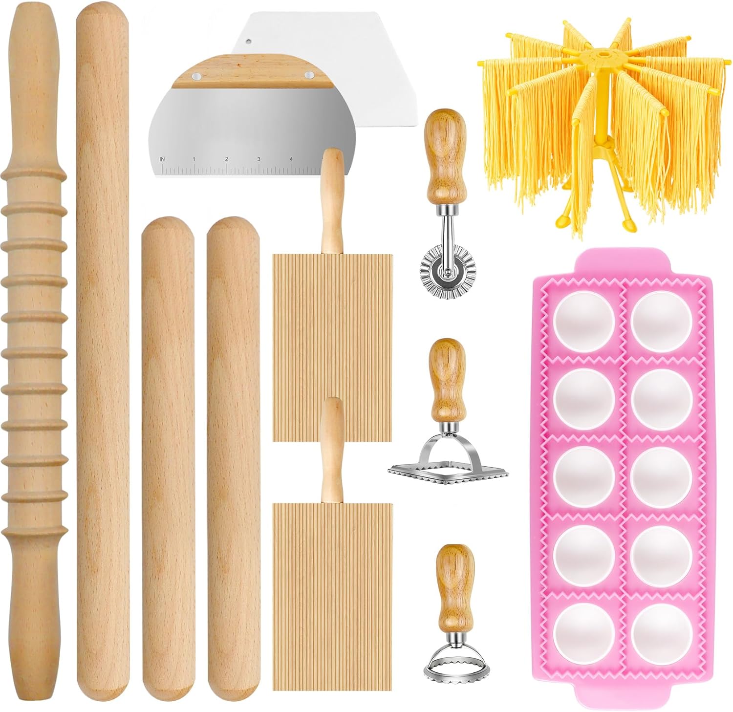 Pasta Making Tools Set, 13 PCS Pasta Making Kit Pasta Making Accessories Homemade Noodle Kit Ravioli Cutter Set