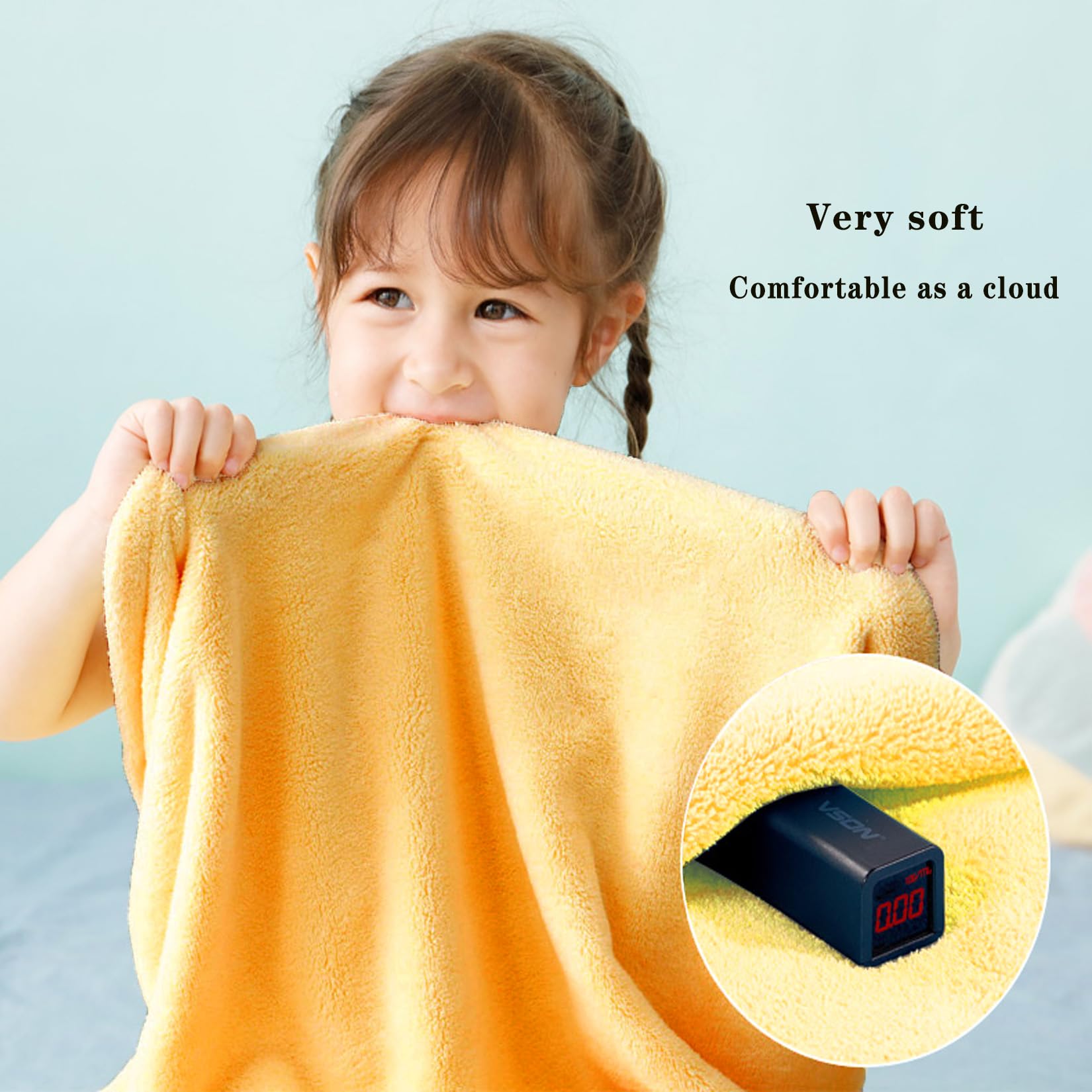 Toalla de baño para niños pequeños, toallas de bebé con capucha, 27.5 x 55 pulgadas, ultra absorbente, suave, toalla de ducha para niños y niñas (amarillo atardecer)