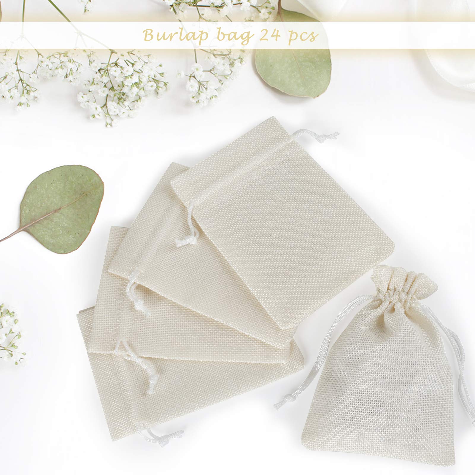 Naler 24-Pack Burlap Drawstring Bags - 4x6 Inch Linen Goodie Bags For Party Favors & Crafts