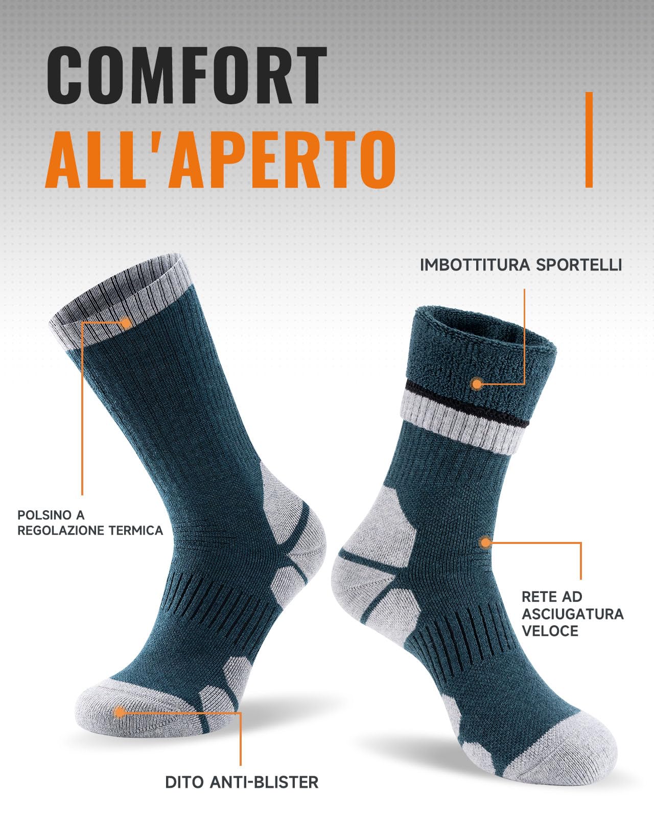 Alaplus Calzini Trekking in Lana Merino, Caldi Calzini Cotone Calze per Donna Uomo,Sportivi Calze Anti Vesciche per Escursionismo Trail, 3 paia