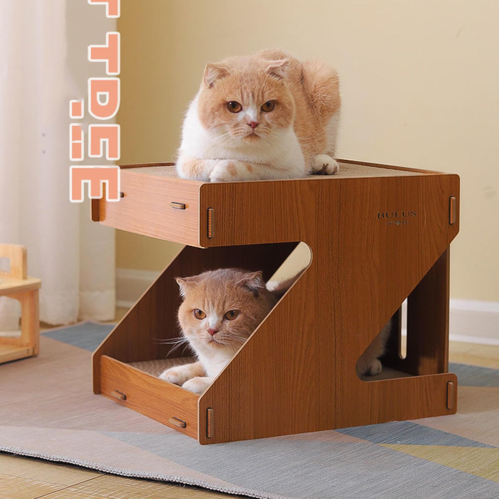 Ultra-Large Cardboard Cat Scratcher Box With Double-Sided Pad - Heavy Duty Scratcher Bed For Indoor Cats