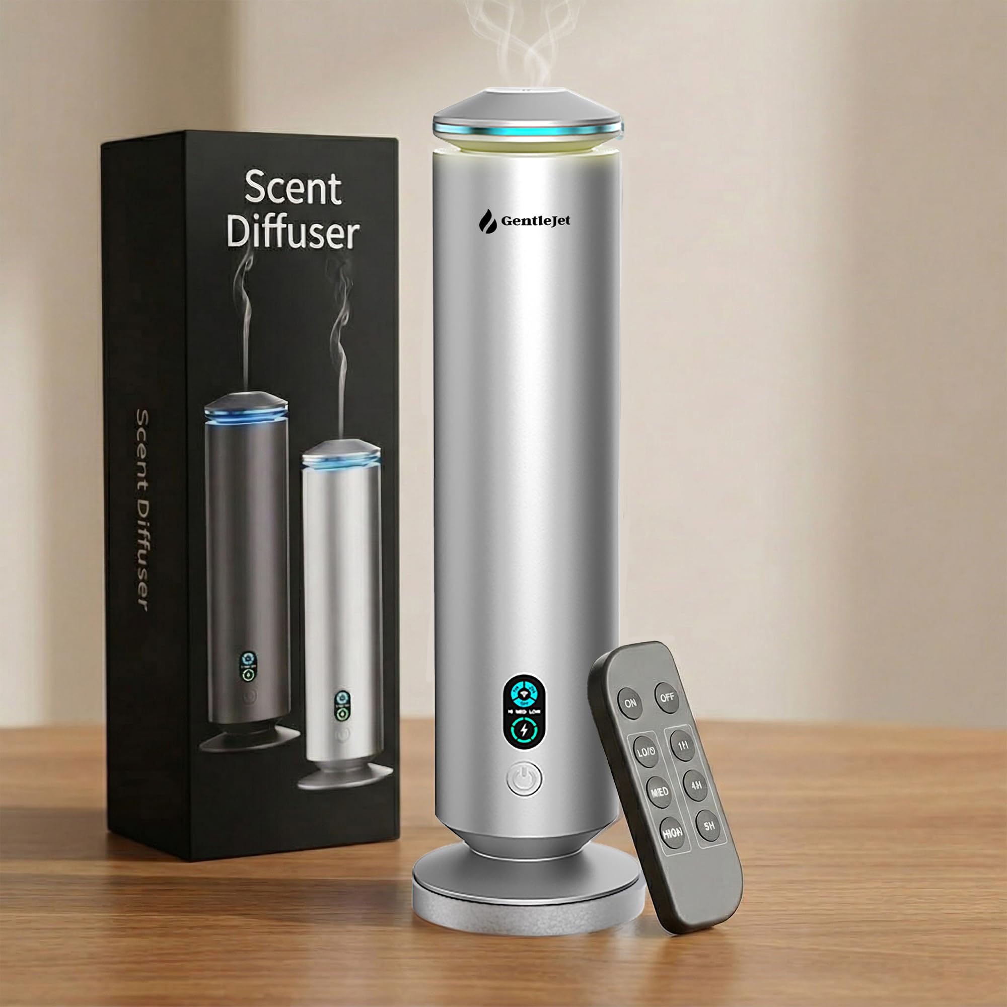 GentleJet MajesticMist - Diffusore di oli essenziali ricaricabile in alluminio senza acqua, con ricarica wireless, diffusore di aromi silenzioso, diffusori di profumi per casa, camera e hotel
