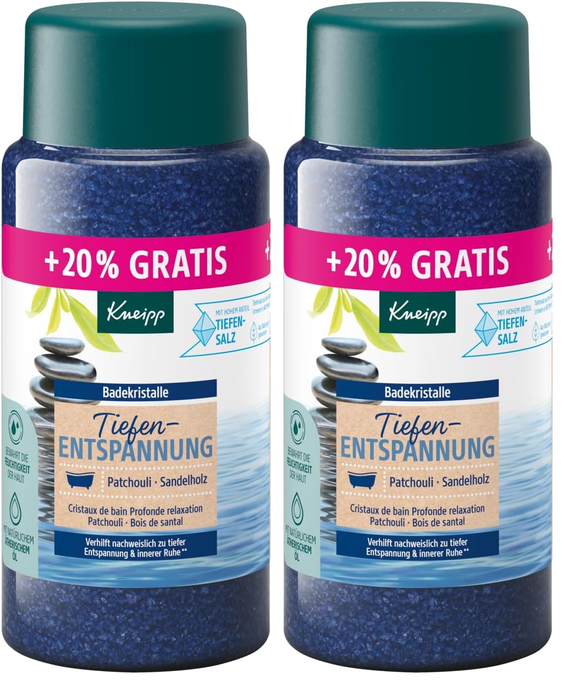 Kneipp Badekristalle Tiefenentspannung,Sondergröße,mit naturreinem Tiefensalz, ätherisches Patchouliöl und wertvoller Sandelholzextrakt für tiefe Entspannung und Ruhe,limitierte Edition,720g