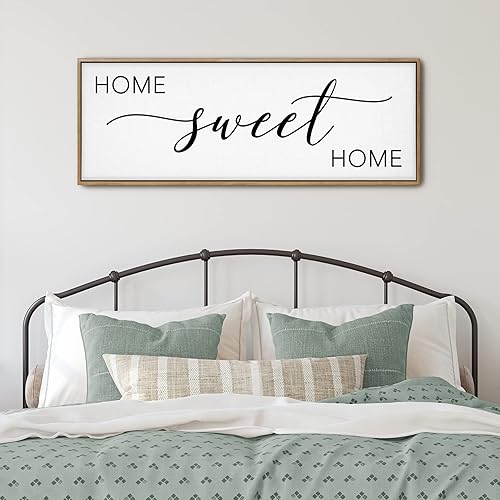 GraceView Letrero con texto en inglés «Home Sweet Home», 42 x 15 pulgadas, decoración para colgar en la pared, madera, enmarcado, arte de pared para