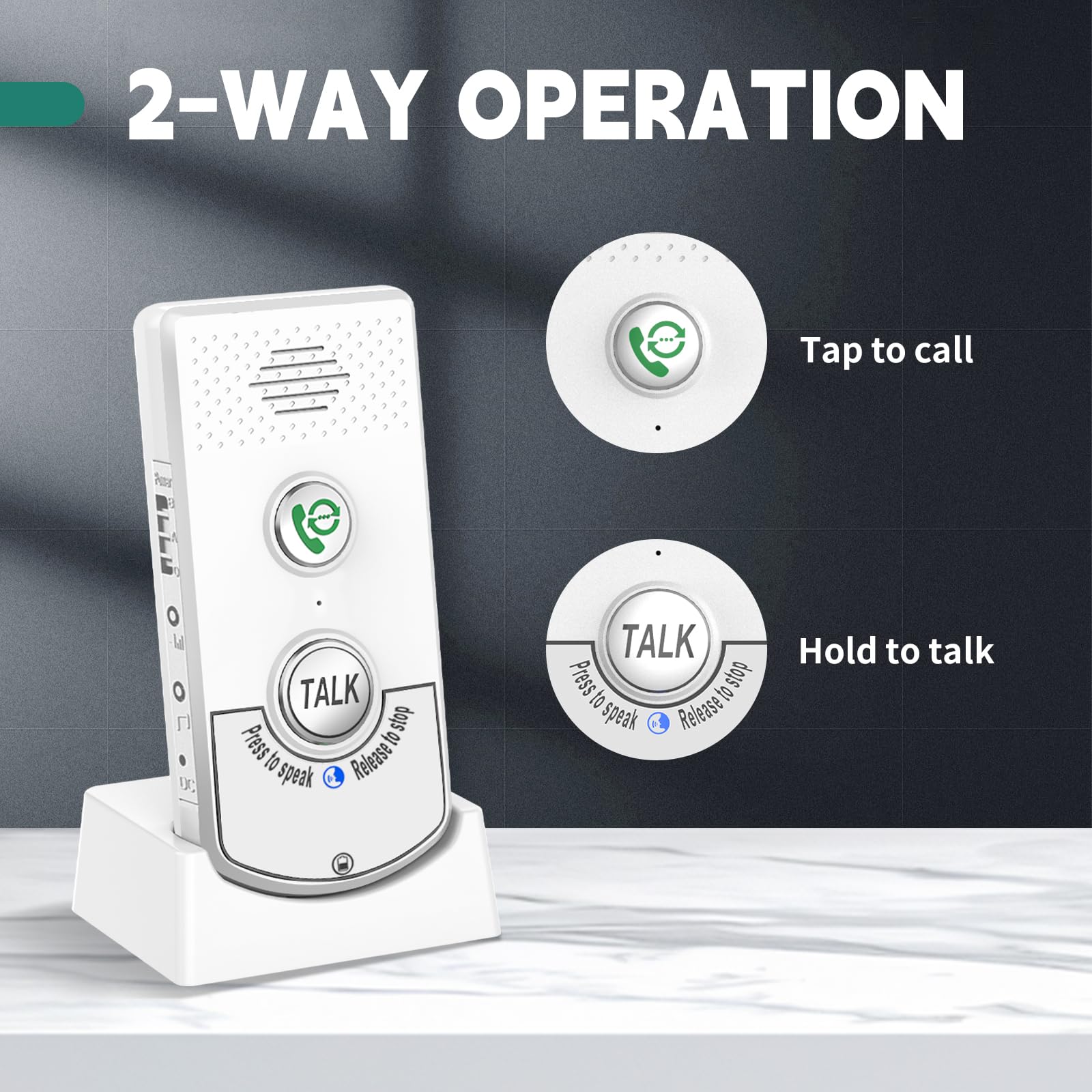 2 Way Voice Intercom, Long Range Wireless Intercomunicador Home Communication System Doorbell Unit, 100m Range Indoor Intercoms Calling System Room to Room Intercom for House, Hospital, Hotel