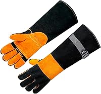 Vista 6 de Leather-Welding-Gloves Heat/Fire-Resistant Kevlar-Gloves for BBQ,Grill,Camping,Stick,Animal-Handling-Gloves