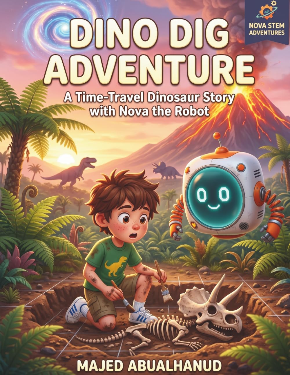 Dino Dig Adventure: A Time-Travel Dinosaur Story with Nova the Robot: A STEM Picture Book About Fossils, Dinosaurs, and Volcanoes for Kids Ages 5–8 (Nova STEM Adventures)