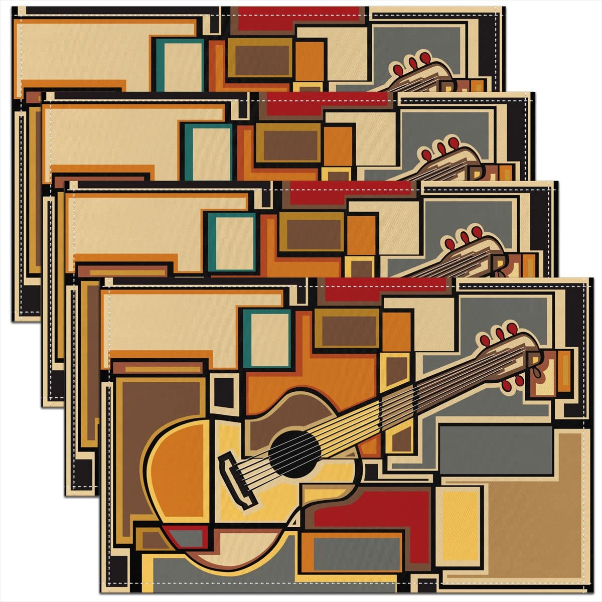 Set de table musique guitare lavable dessous de table resistant chaleur pour restaurant 30x45