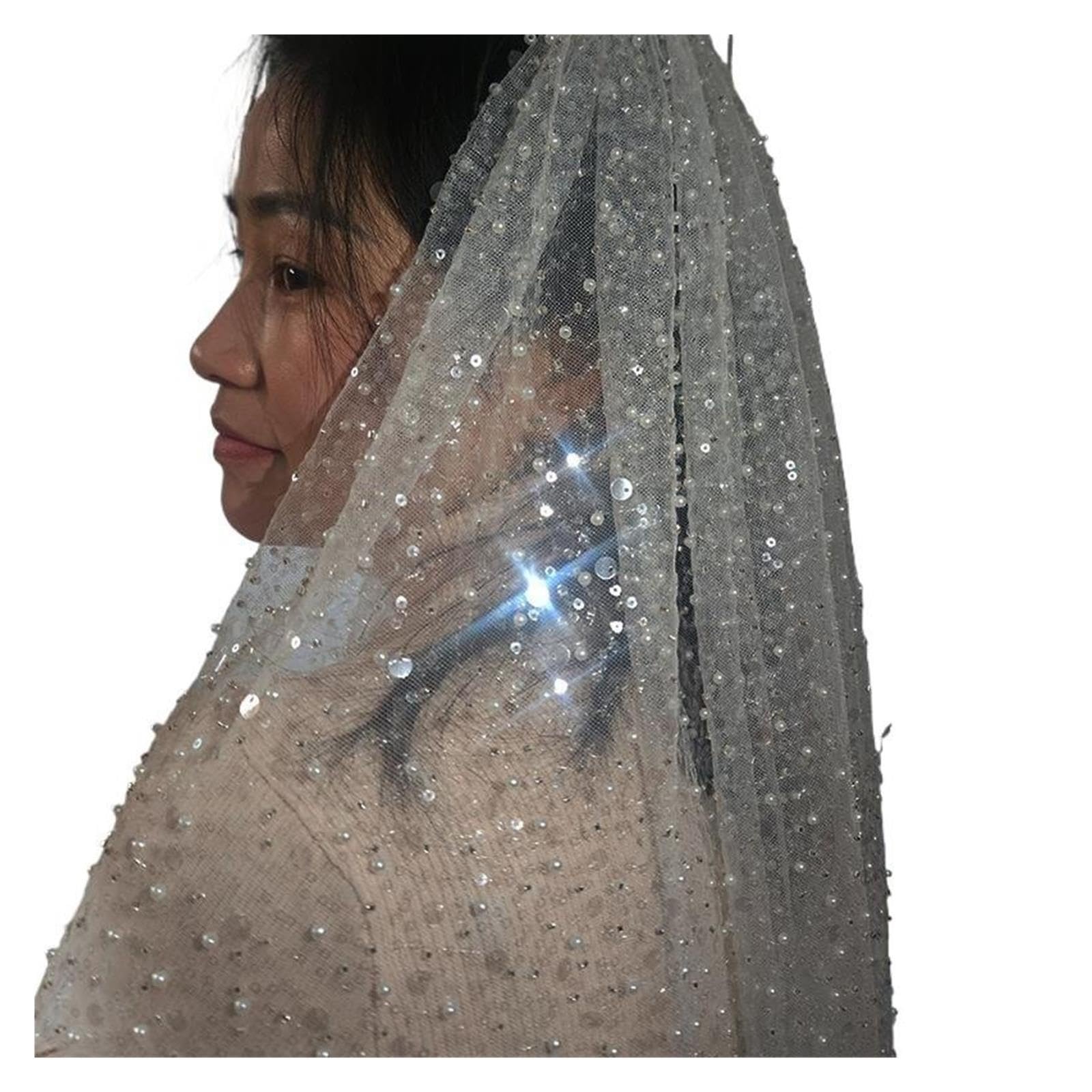 Velo da sposa con velo di diamanti paillettes luminose