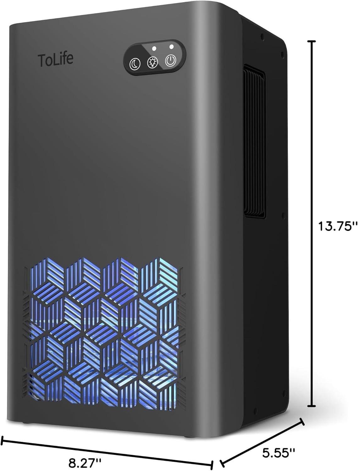 ToLife Dehumidifier for Home 95 OZ Water Tank, 1000 sq.ft Dehumidifiers for Basement Bedroom Bathroom with Auto Shut Off 7 Colors LED Light, Grey