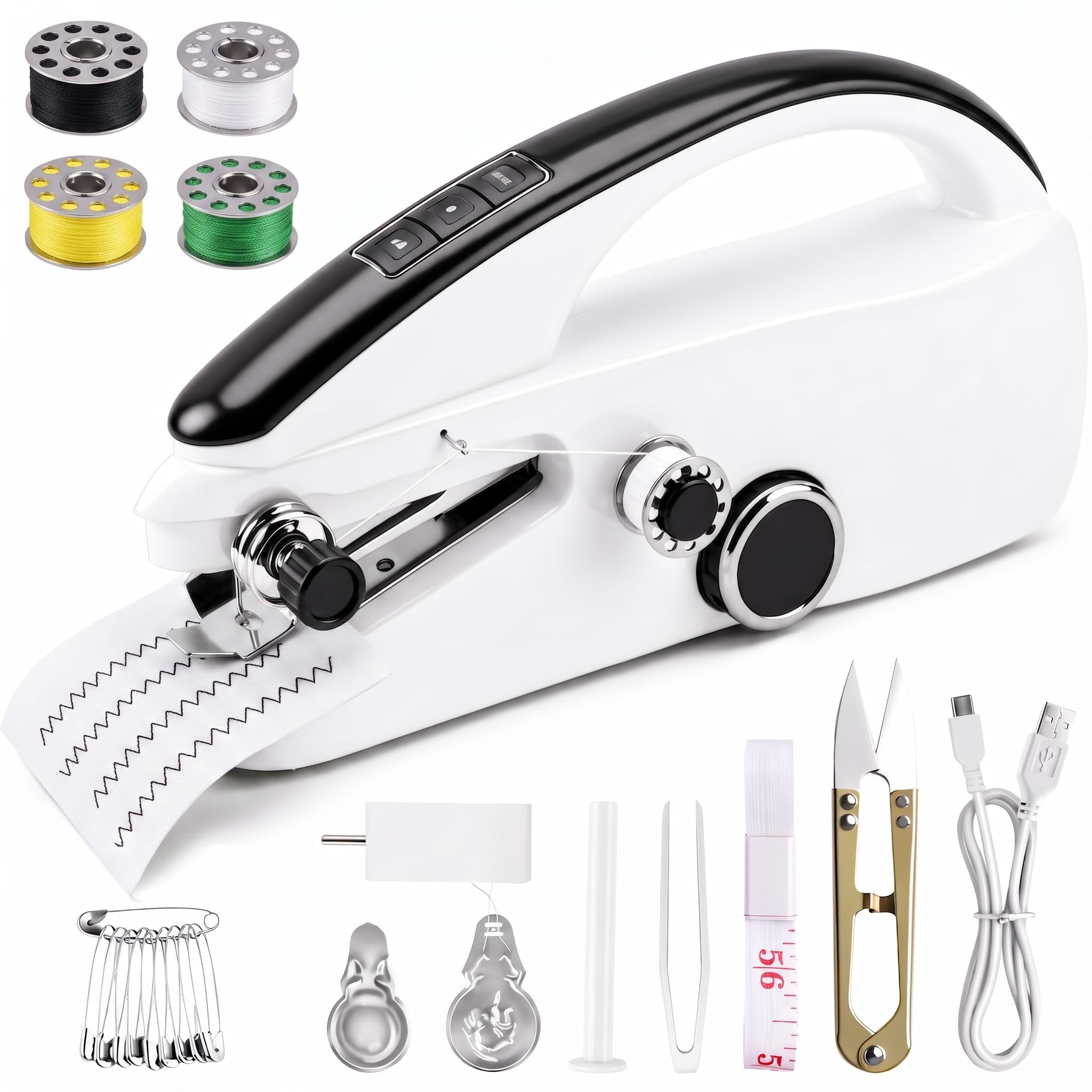 Handheld Sewing Machine for Beginners, Electric Stitch Tool Kit, USB Cable