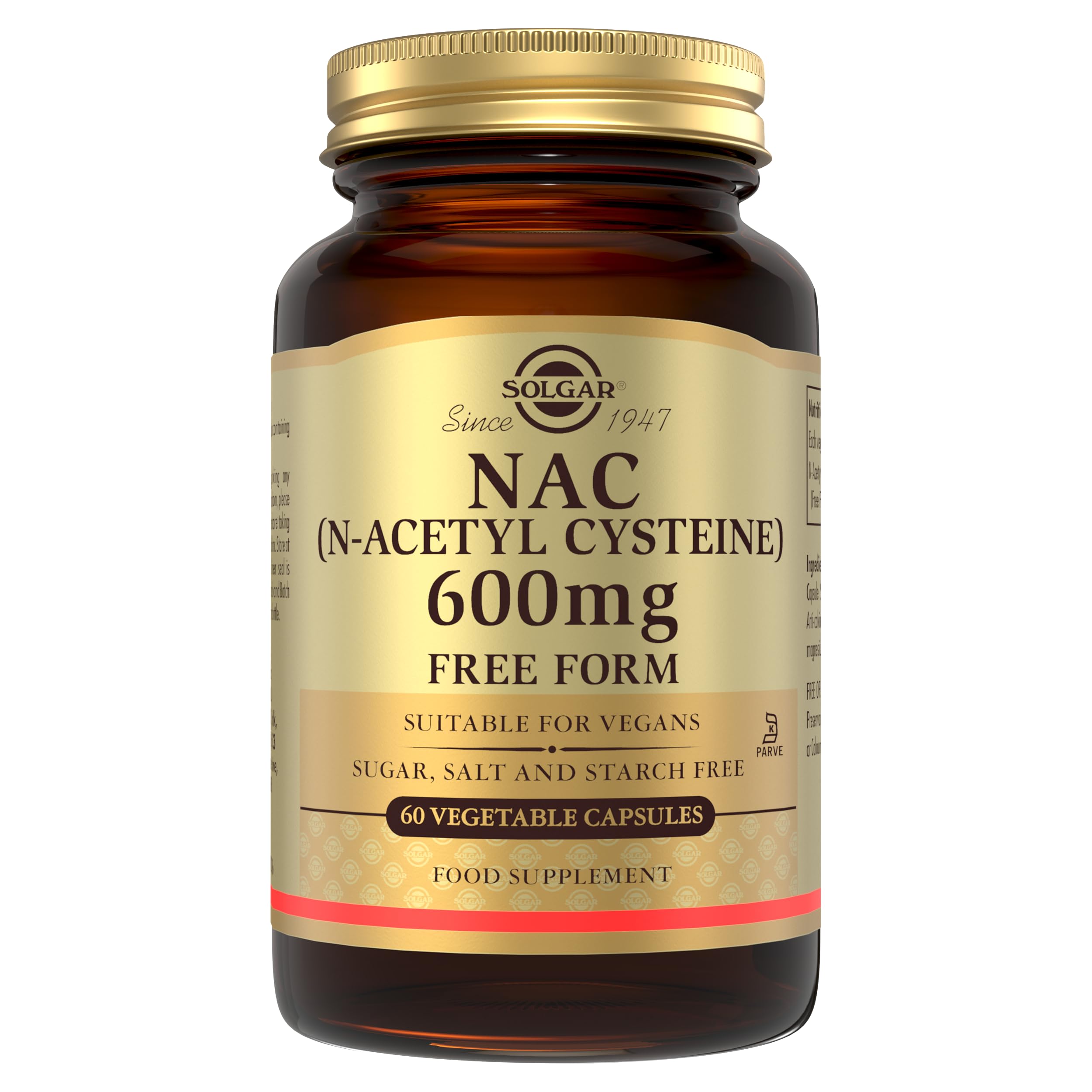 Solgar Nac (N-Acetyl-Cysteine) 600 Mg Vegetable Capsules, 60