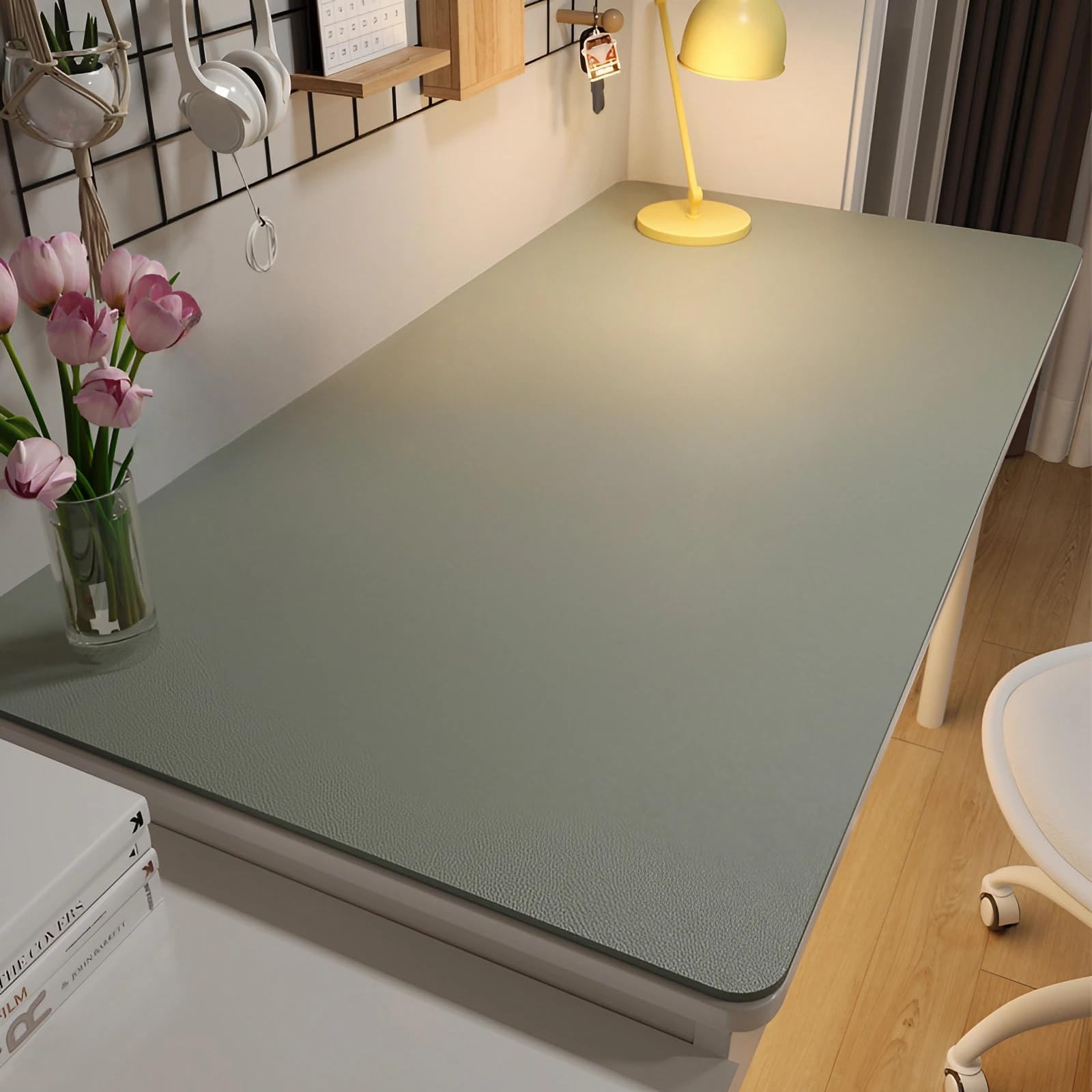 PU Leather Desk & Table Top Protector Mat, Non-Slip Surface Large/Small Waterproof Desk Mat for Keyboard, Mouse & Makeup Dressing Table(Grey,70 x 120 cm)