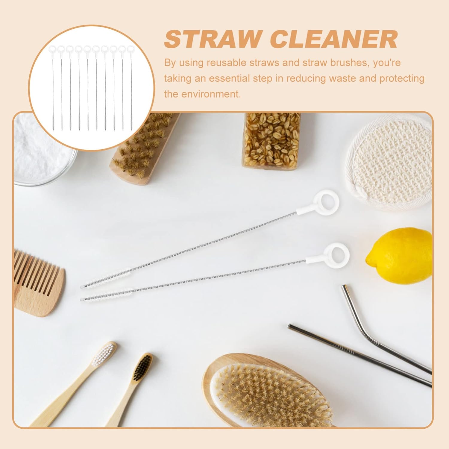 YARNOW 4sets 10pcs Bottle Straw Cleaner Brush Flexible Convenient for Moms Long Bristles for Easy Operation Gentle Material for Water Bottle and Straw Cleaning 10pcs*4