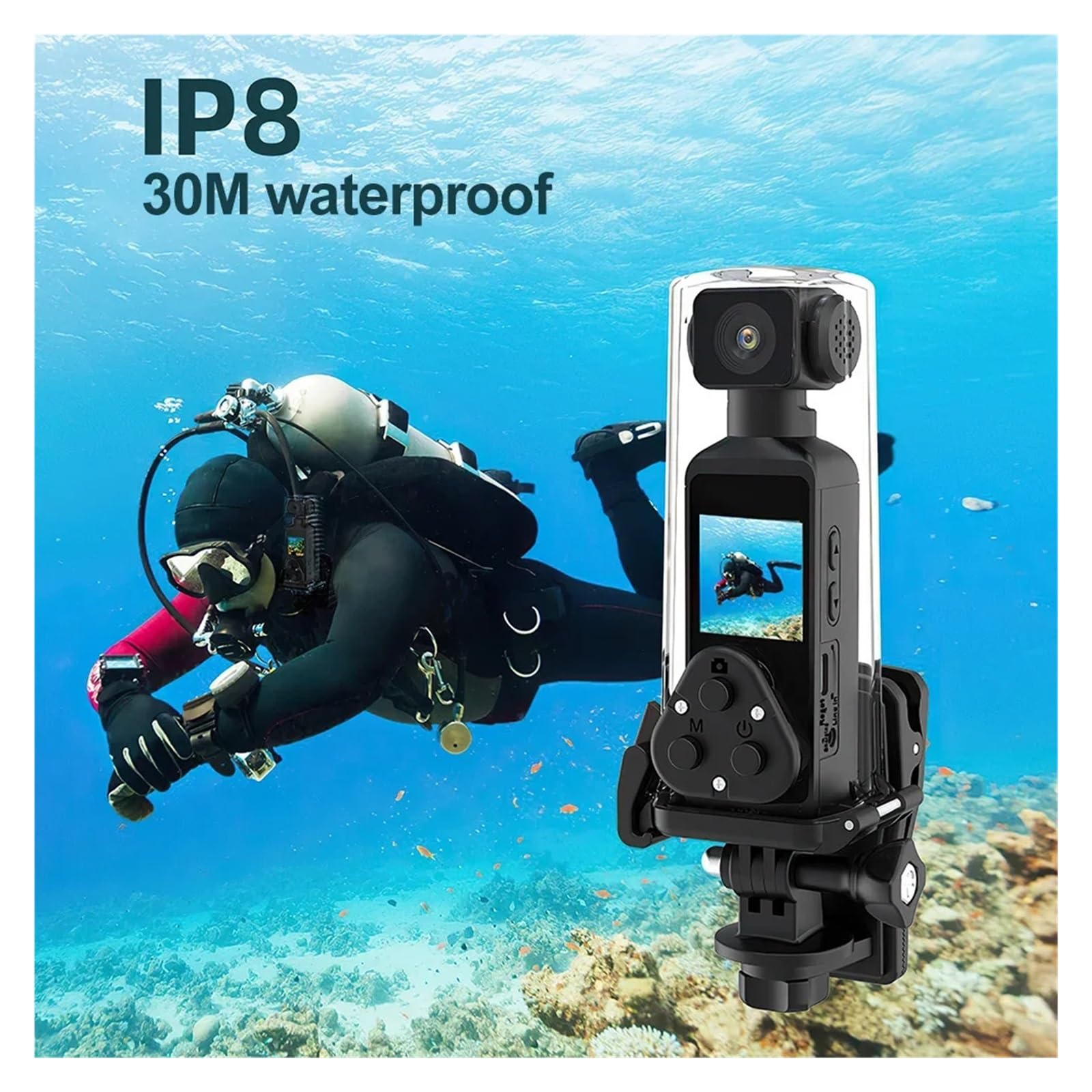 Mini macchina fotografica sportiva 4K Action Camera Pocket Wifi Registratore Vlog video sportivo ruotabile a 270 ° con custodia impermeabile for microfono