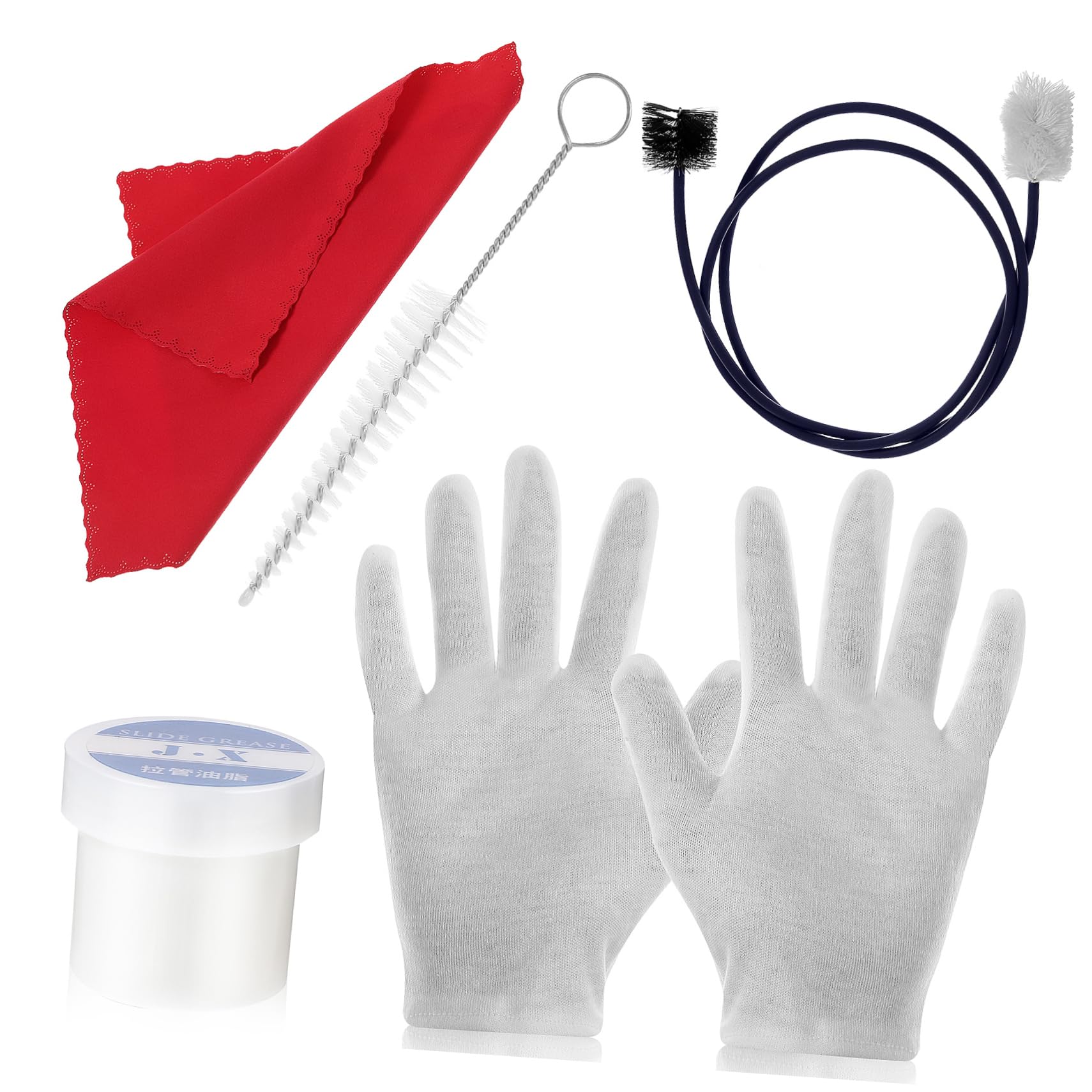 SUPVOX Trumpet Instrument Care Kit Clean Cloths for Trumpet Cornet Cleaning Kit Musical Instrument Cleaner Flexible Bore Brush Brush Cleaning Cloth Gloves