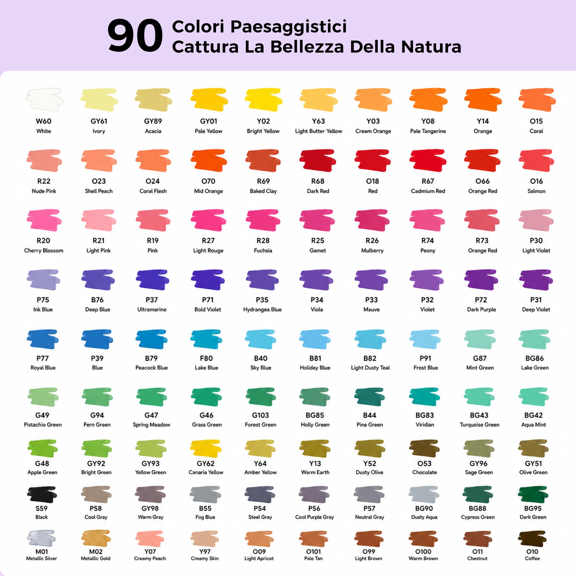 90 Colori Pennarelli Acrilici Set, Paesaggio & Natura con Punta Pennello & Inchiostro Auto, Base Acqua & Alta Copertura per Vetro, Legno, Tela, Tessuto – per Artisti e Fai da Te