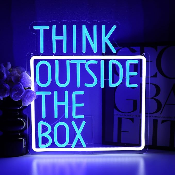 PMCVYH Think Outside The Box Neon Sign for Wall Decor